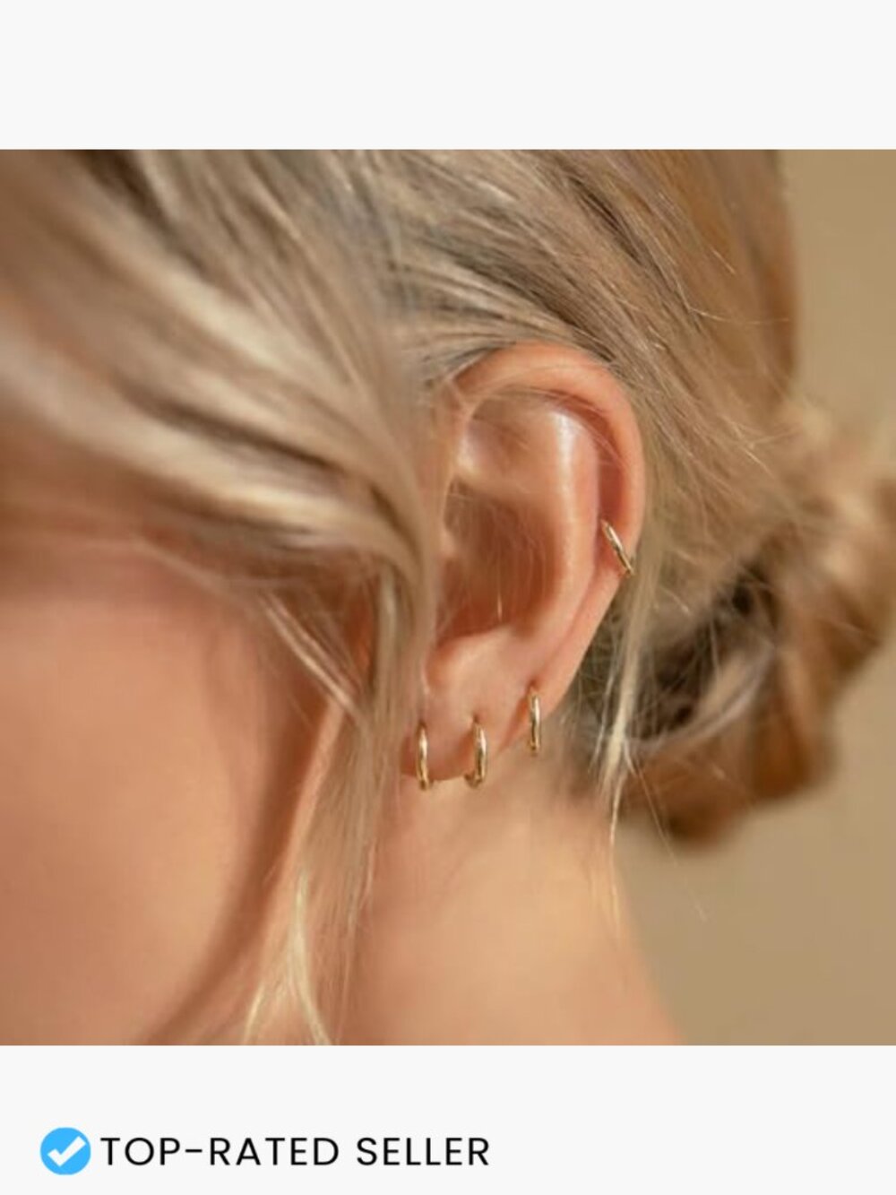 Small Gold Huggie Hoop Earrings Set Hypoallergenic Stacking Multiple Piercings - Picture 3 of 7